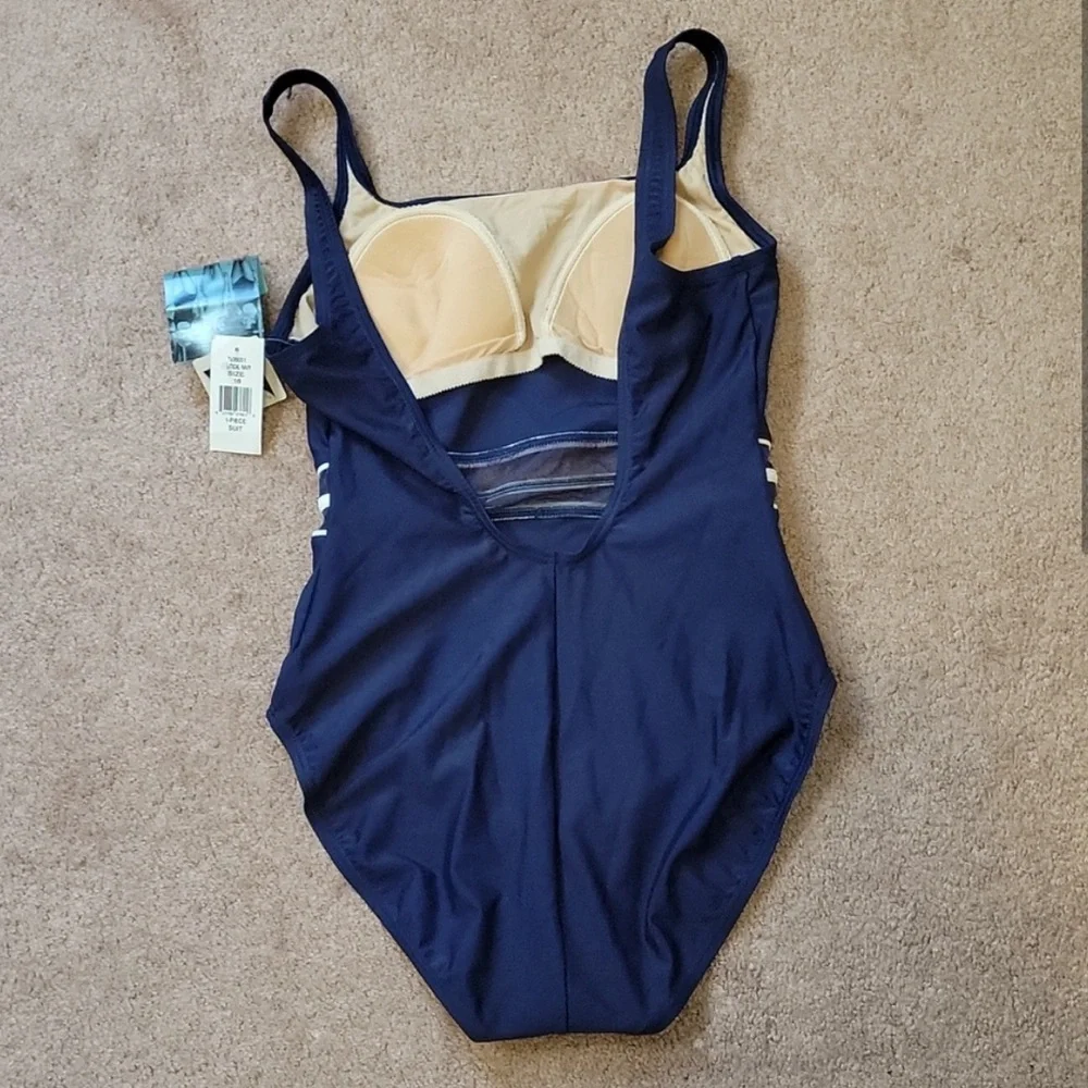 Speedo One Piece Swimsuit 16 Nautical Navy Blue